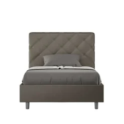 Ityhome Lit coffre rembourré en simili cuir Priya cappuccino 120x200