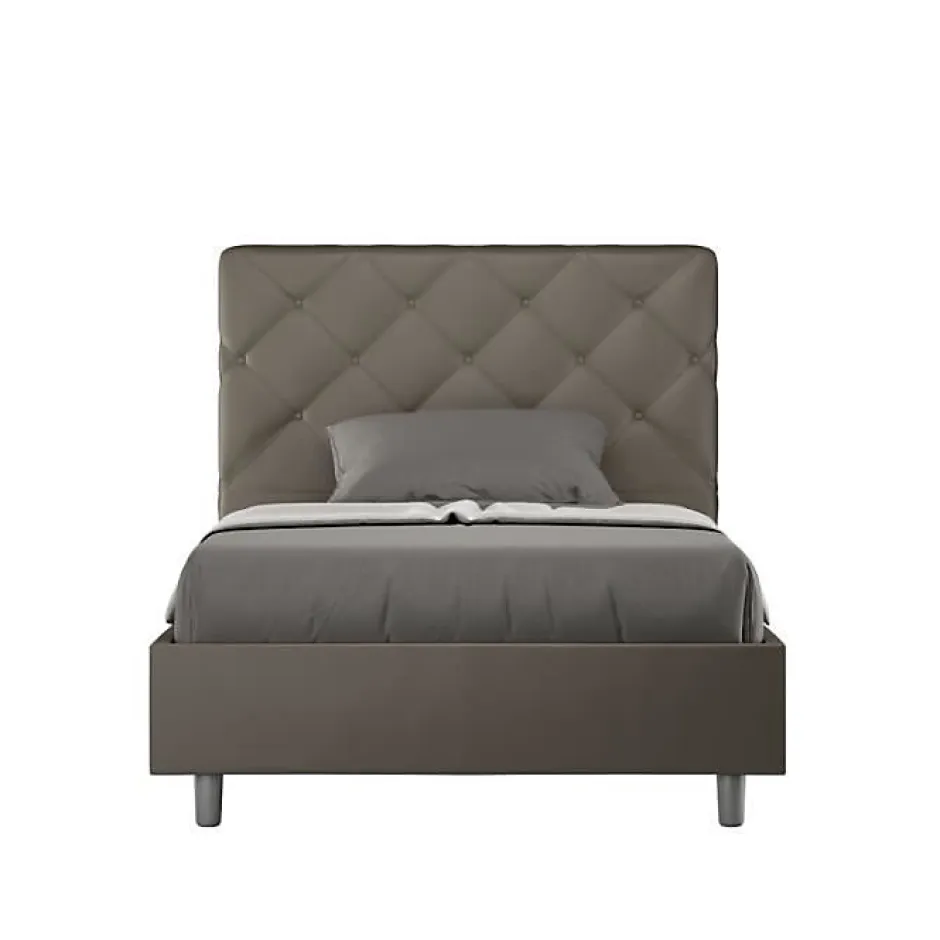 Ityhome Lit coffre rembourré en simili cuir Priya cappuccino 120x200