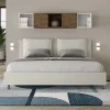 Ityhome Lit coffre rembourré en simili cuir blanc Antea 180x200 Sale