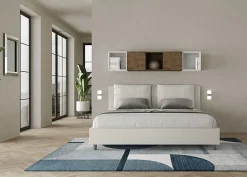 Ityhome Lit coffre rembourré en simili cuir blanc Antea 180x200 Sale