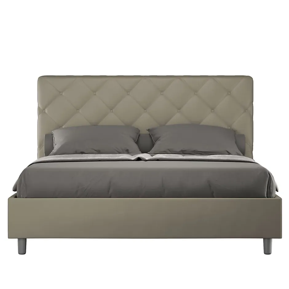 Ityhome Lit coffre rembourré en simili cuir Priya cappuccino 160x200 Clearance