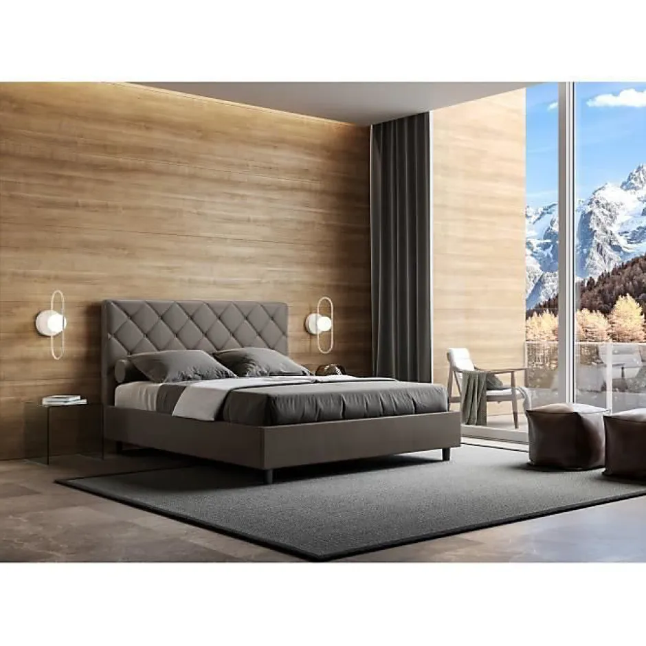Ityhome Lit coffre rembourré en simili cuir Priya cappuccino 160x200 Clearance