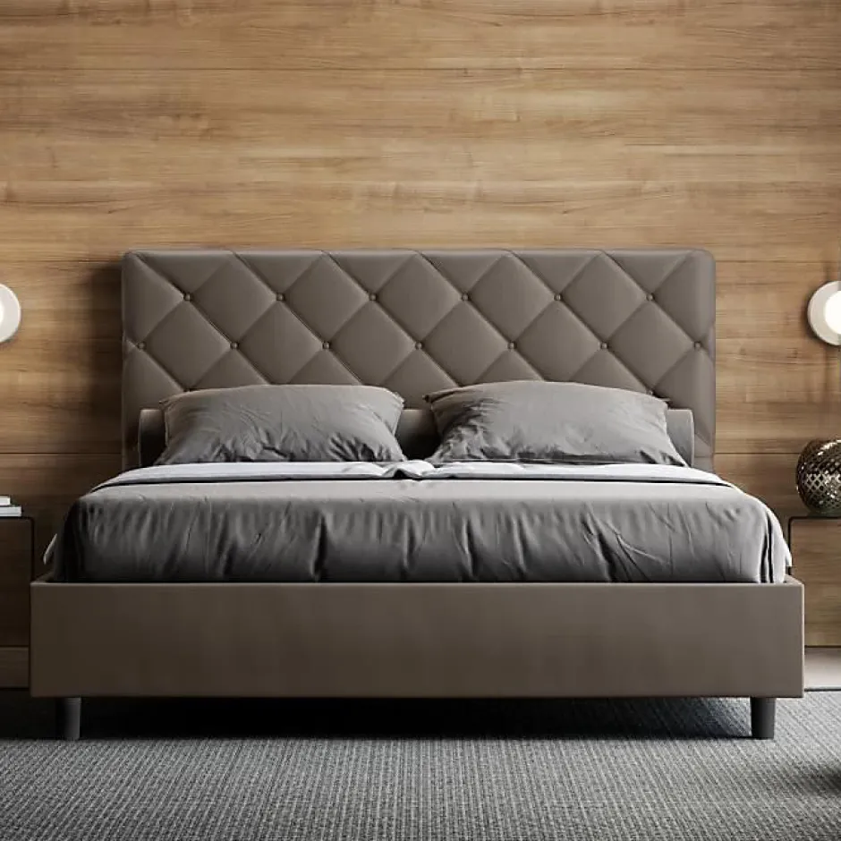 Ityhome Lit coffre rembourré en simili cuir Priya cappuccino 160x200 Clearance