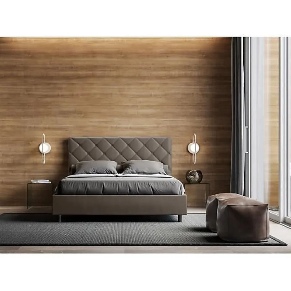 Ityhome Lit coffre rembourré en simili cuir Priya cappuccino 160x200 Clearance