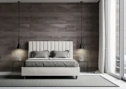 Ityhome Lit coffre rembourré en simili cuir blanc Agueda 160x200