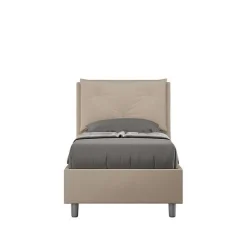 Ityhome Lit coffre rembourré en simili cuir gris tourterelle Appia 80x210