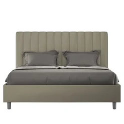 Ityhome Lit coffre rembourré en simili cuir Agueda cappuccino 160x210