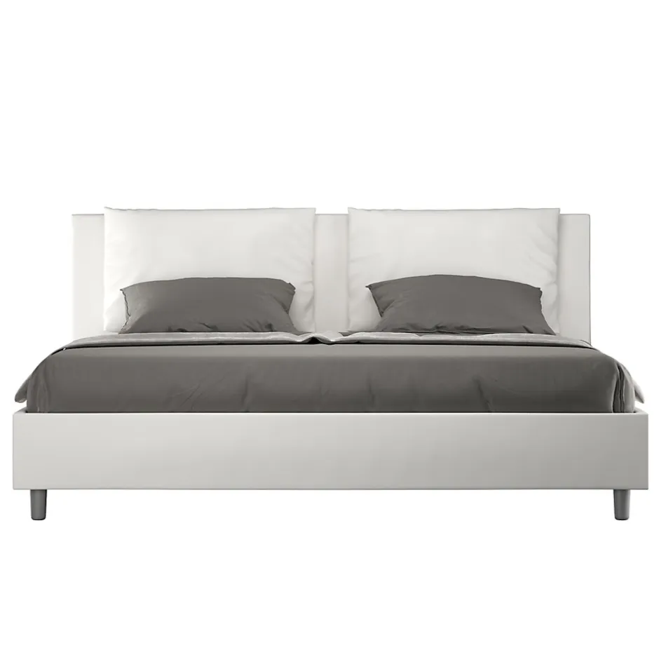 Ityhome Lit coffre rembourré en simili cuir blanc Antea 200x200