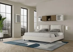 Ityhome Lit coffre rembourré en simili cuir blanc Antea 200x200