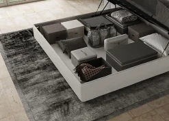 Ityhome Lit coffre rembourré simili cuir blanc Antea 180x190 Online