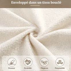ModernLuxe Lit coffre rembourré 140x190 cm avec rangement - Tête de lit rembourrée - Sommier à lattes - Tissu bouclé - Beige(sans matelas) Outlet