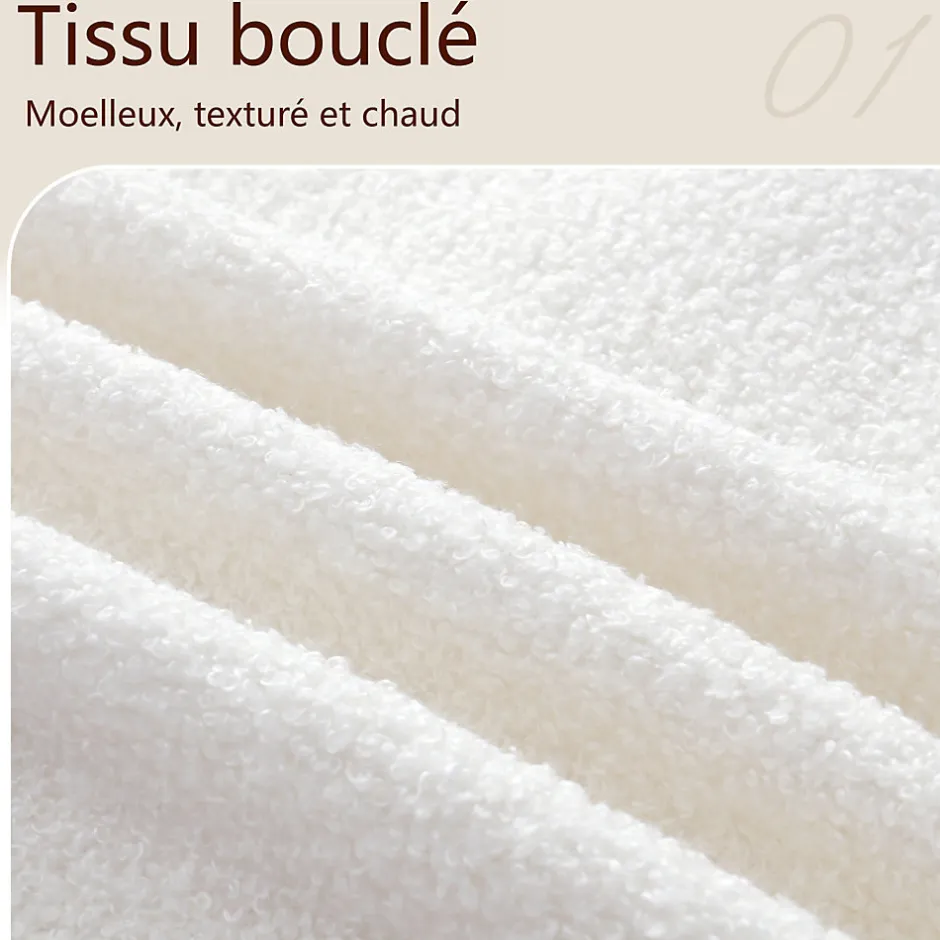ModernLuxe Lit coffre rembourré 140x190 cm avec rangement - Tête de lit rembourrée - Sommier à lattes - Tissu bouclé - Blanc(sans matelas)