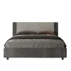Ityhome Lit coffre rembourré 160x190 en tissu Labirinto 02 gris Rosal
