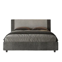 Ityhome Lit coffre rembourré 160x190 en tissu Labirinto 02 gris Rosal