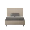 Ityhome Lit coffre rembourré 120x200 Sunny simili cuir gris tourterelle