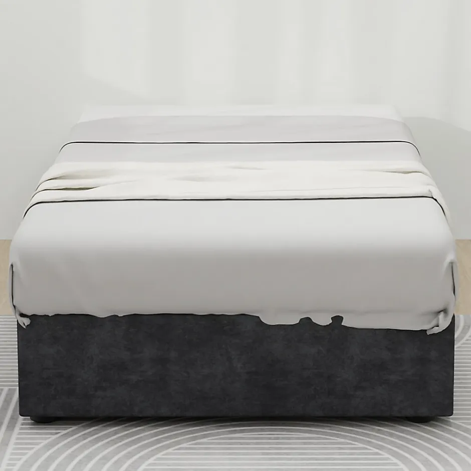 Okwish Lit Coffre Simple 90x200 cm - Lit Avec Vérin Pour Ouverture Facile, Bas et Moderne, Sans Tête de Lit, Sans Matelas, Velours Gris Best
