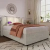 Blackcolors Lit Coffre Simple 90x200cm Rembourré Rangement Lin Naturel Sale