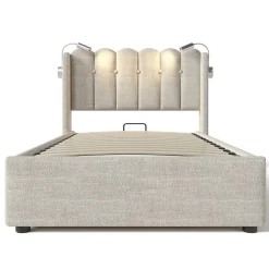 Blackcolors Lit Coffre Simple 90x200cm Rembourré Rangement Lin Naturel Sale
