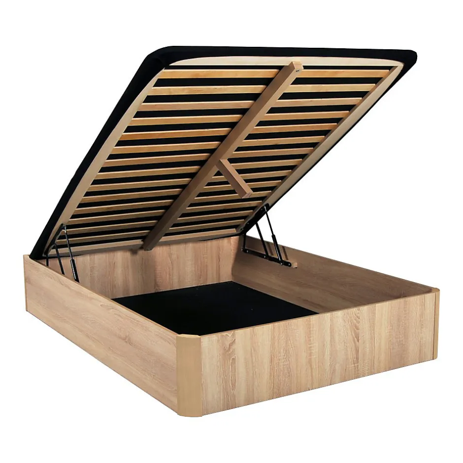 Weber Industries LIT COFFRE SPIRO 160x200cm + 1 SOMMIER / Décor Chêne Blanchi