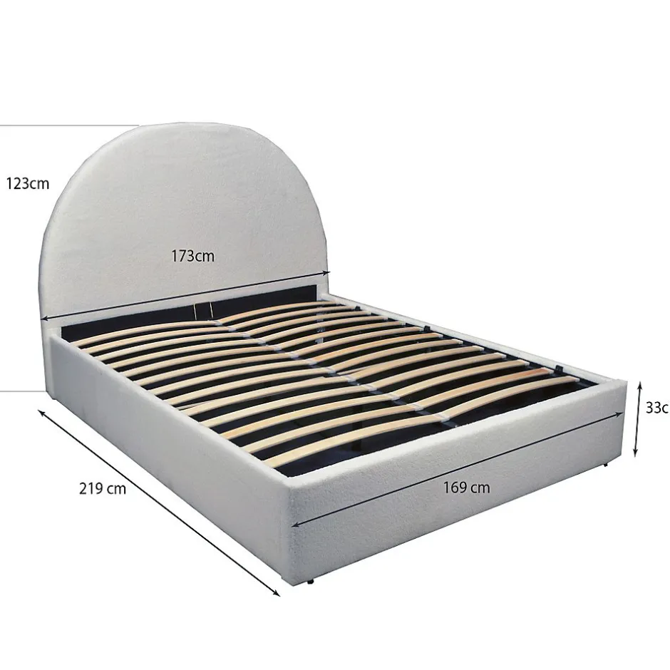 Weber Industries LIT COFFRE TISSU BOUCLETTE 160x200 SHERPA + SOMMIER / Blanc