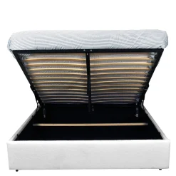 Weber Industries LIT COFFRE TISSU BOUCLETTE 160x200 SHERPA + SOMMIER / Blanc