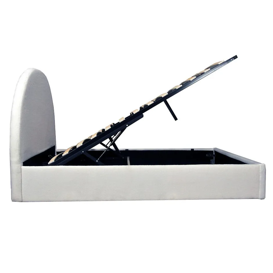 Weber Industries LIT COFFRE TISSU BOUCLETTE 160x200 SHERPA + SOMMIER / Blanc