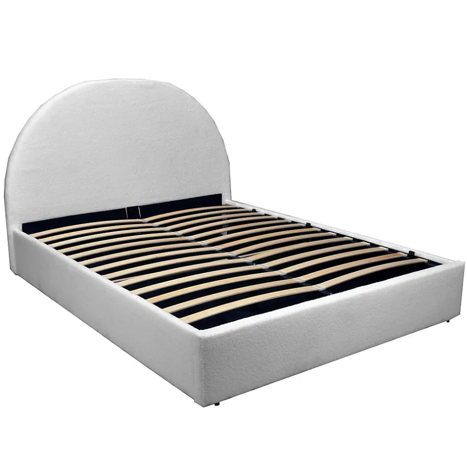 Weber Industries LIT COFFRE TISSU BOUCLETTE 160x200 SHERPA + SOMMIER / Blanc