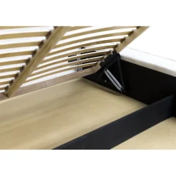 Meublorama Lit coffre VELORA Sable 140x200 cm Tissu velours doux Sommier relevable Rangement intégré