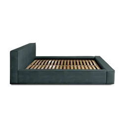 Meublorama Lit coffre VELORA Vert émeraude 180x200 cm Tissu velours doux Sommier relevable Rangement intégré