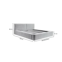 Meublorama Lit coffre VERNON Tissu chenille bouclé Anthracite profond 140x200 cm Sommier relevable Design haut de gamme Hot