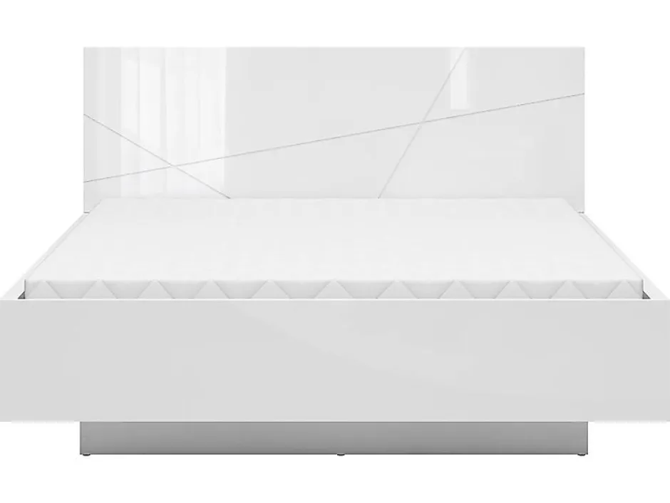 Pegane Lit coffre 160x200 avec sommier et rangement, coloris Blanc brillant/Blanc haute brillance - L. 206 x P. 169,5 x H. 98,5/43 cm