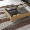 Ityhome Lit coffre 120x200 avec tête de lit inclinée à lattes en chêne Ankel