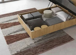 Ityhome Lit coffre 120x200 avec tête de lit inclinée à lattes en chêne Ankel