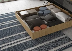 Ityhome Lit coffre 160x190 avec tête de lit inclinée à lattes en chêne Ankel
