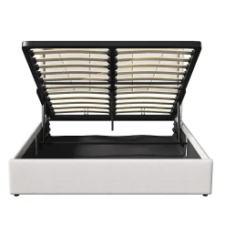 Simple Life Lit Coffre 140x200 avec USB et Type C, Lit capitonné avec Sommier à Lattes, Lit Double, Beige
