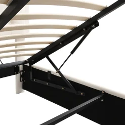 Generique Lit coffre 140x190 cm - Lit coffre hydraulique avec 2 tiroirs et sommier à lattes - Capitonné Velours - Sans Matelas - Beige Hot