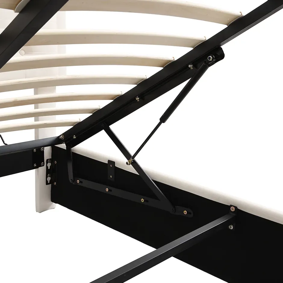 Generique Lit coffre 140x190 cm - Lit coffre hydraulique avec 2 tiroirs et sommier à lattes - Capitonné Velours - Sans Matelas - Beige Hot