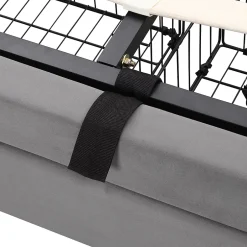 Okwish Lit coffre 180x200 cm - Lit coffre hydraulique avec 2 tiroirs et sommier à lattes - Velours - Sans Matelas - Gris
