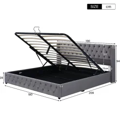 Okwish Lit Coffre 180x200 cm - Lit Double Capitonné avec Rangement Hydraulique, Velours, Sans Matelas, Gris Sale
