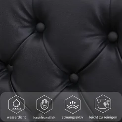 Okwish Lit coffre 140x200 cm - Lit double avec coffre de rangement et éclairage LED - Lit capitonné en cuir PU - Sans matelas - Noir Clearance