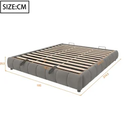 Okwish Lit Coffre 180x200 cm - Lit Double avec Éclairage LED, design Moderne et Espace de Rangement - Sans Matelas, Velours Gris