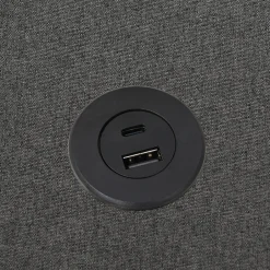 Okwish Lit Coffre 140x200 Cm - Lit Double avec Sommier à Lattes et USB Type C - Coton Bois Métal - Sans Matelas - Gris Sale