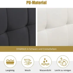 Okwish Lit Coffre 140x200 cm - Lit Double Capitonné avec Tête de Lit et Rangement Caché - PU - Sans Matelas - Blanc Sale