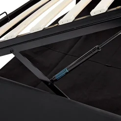 Generique Lit Coffre 140x200 cm - Lit Double Capitonné avec Port USB et Éclairage LED - Similicuir - Noir - Sans Matelas Sale