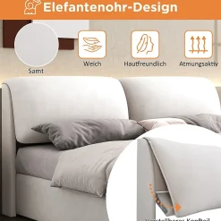 Okwish Lit coffre 140x200 cm - lit double capitonné élégant en velours avec 3 tiroirs et rangement hydraulique - blanc - sans matelas Online