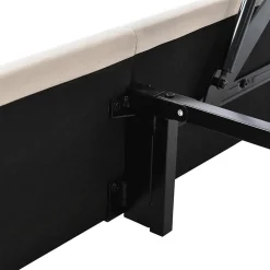 Okwish Lit coffre 160x200 cm - Lit double rembourré Beige avec sommier à lattes - Lin - Sans Matelas