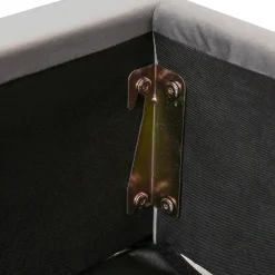 Okwish Lit coffre 160x200 cm - Lit double capitonné avec tête de lit oreille - Velours - Sans Matelas - Gris
