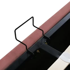 Okwish Lit coffre 140x200 cm - Lit double avec tête de lit fleur réglable - Velours + Métal + MDF - Sans matelas - Rose
