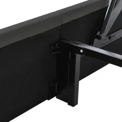 Generique Lit Coffre 140x200 cm - Lit Double Rembourré - Tête de Lit avec Rangement - Lin - Sans Matelas - Gris