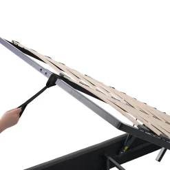 Generique Lit Coffre 160x200 cm - Lit Double Rembourré - Tête de Lit avec Rangement - Lin - Sans Matelas - Gris